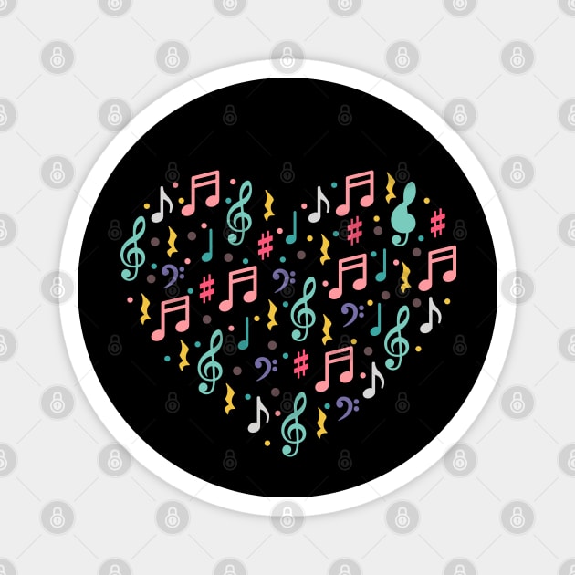 Music notes heart shaped Magnet by Mako Design 